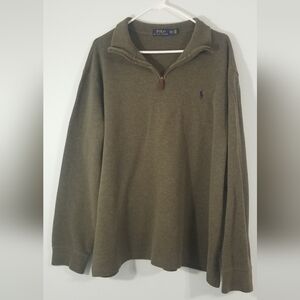 Polo Ralph Lauren Pullover Sweater. Collar Zip. Side Slits. 100% Cotton Size XXL